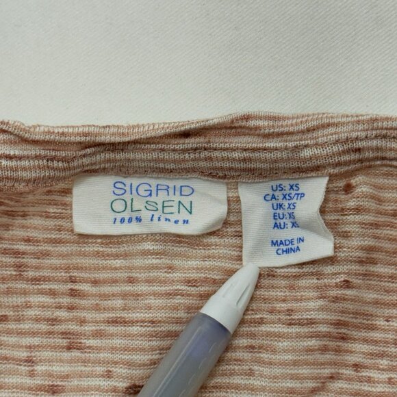 Sigrid Olsen Linen Tshirt Top Women Size XS Casual Comfy Slouchy Striped Summer - Picture 8 of 12
